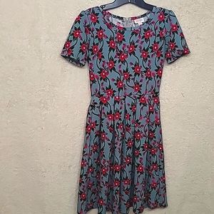XS Lularoe Amelia dress, blue and pink flowers